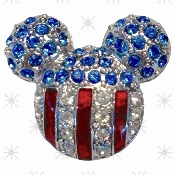 VINTAGE SWAROVSKI CRYSTAL DISNEY Brooch pin Mickey Mouse Icon American flag - Picture 1 of 9